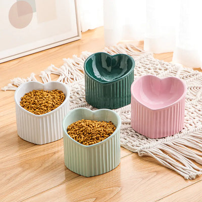 Practical Durable Ceramic Pet Bowl with Inclined Mouth