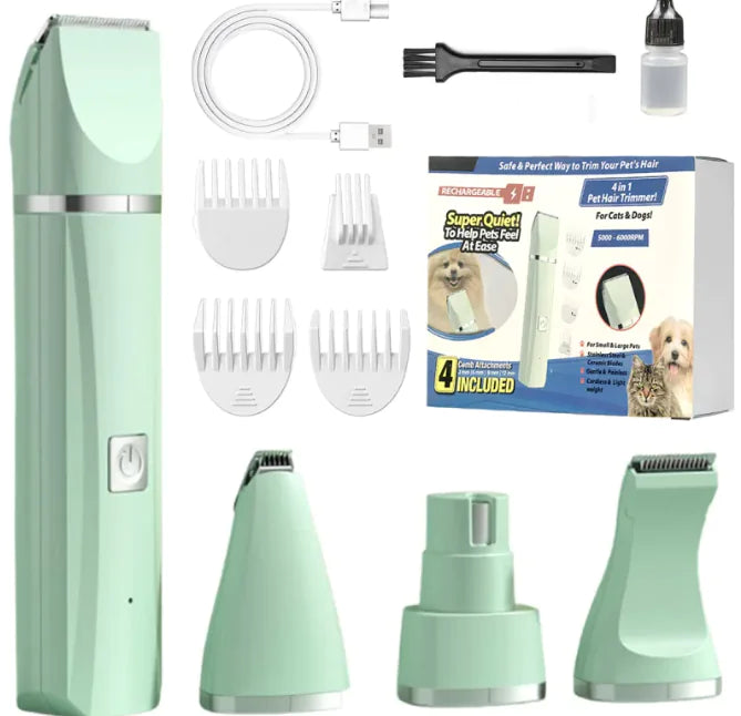 4X Professional Cordless Pet Clippers & Grooming Trimmer Kit