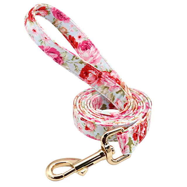 Personalized Floral Dog Collar and Leash Set for Dogs