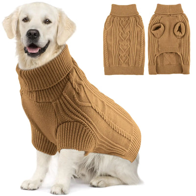 OTOB Large Dog Turtleneck Sweater – XXL Camel