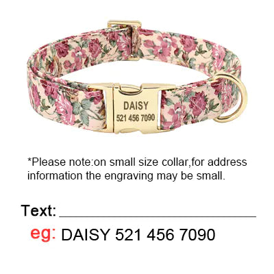 Personalized Floral Dog Collar and Leash Set for Dogs