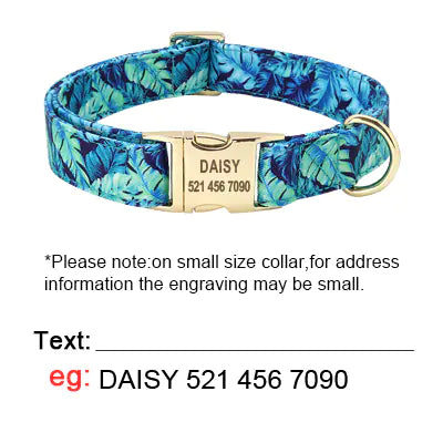 Personalized Floral Dog Collar and Leash Set for Dogs
