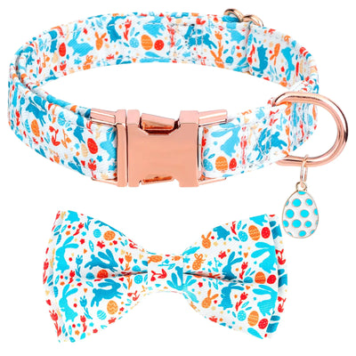 Dog Collar with Bowtie Adjustable Dog Collars Pet Collar with Metal Buckle and Cute Charms Personalized Dog Collars for Medium Dogs (M（13-20"） Green)