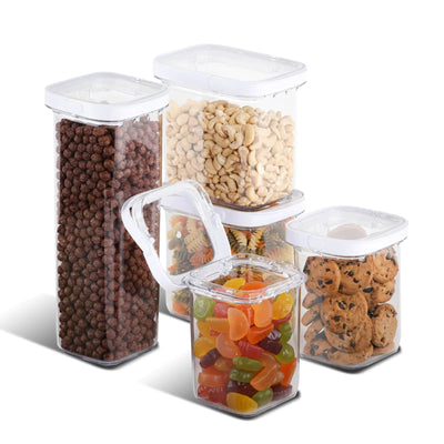 Everyday Solutions Airtight Food Storage Containers with Lids - Leak Proof Clear Kitchen Storage Containers for Pantry Organization - Stackable Snack Storage Containers - BPA-Free - 5 PC Set