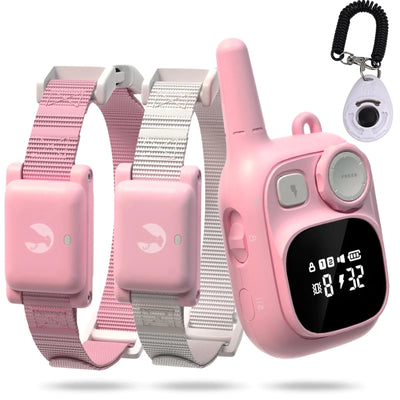 Pikabiu Dog Training Collars Rechargeable Cat Shock Collars for 1800 FT Control Remote for 5-120 lbs Small Medium Large Breed Dogs 2 Adjustable Pink Collars Safety Vibration Electronic Collar