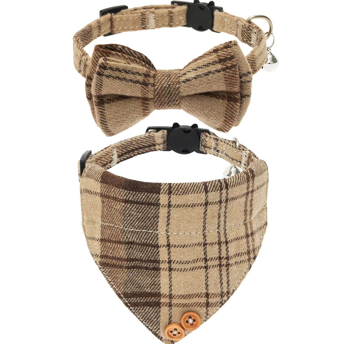 ZEEMIAS Breakaway Cat Collars - Plaid Bow Tie & Bandana Cat Collars with Bell for Girl Boy Cats - Soft Adjustable Cute Pet Accessories for Cats Small Dogs