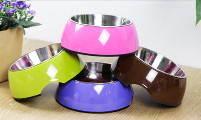 Multi-Color Stainless Steel Pet Bowl for Cats and Dogs