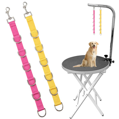 Dog Grooming Extension Strap Grooming Loop Extender Dog Extension Loop Grooming Loop Extension 6 D-Rings Rosered & Yellow