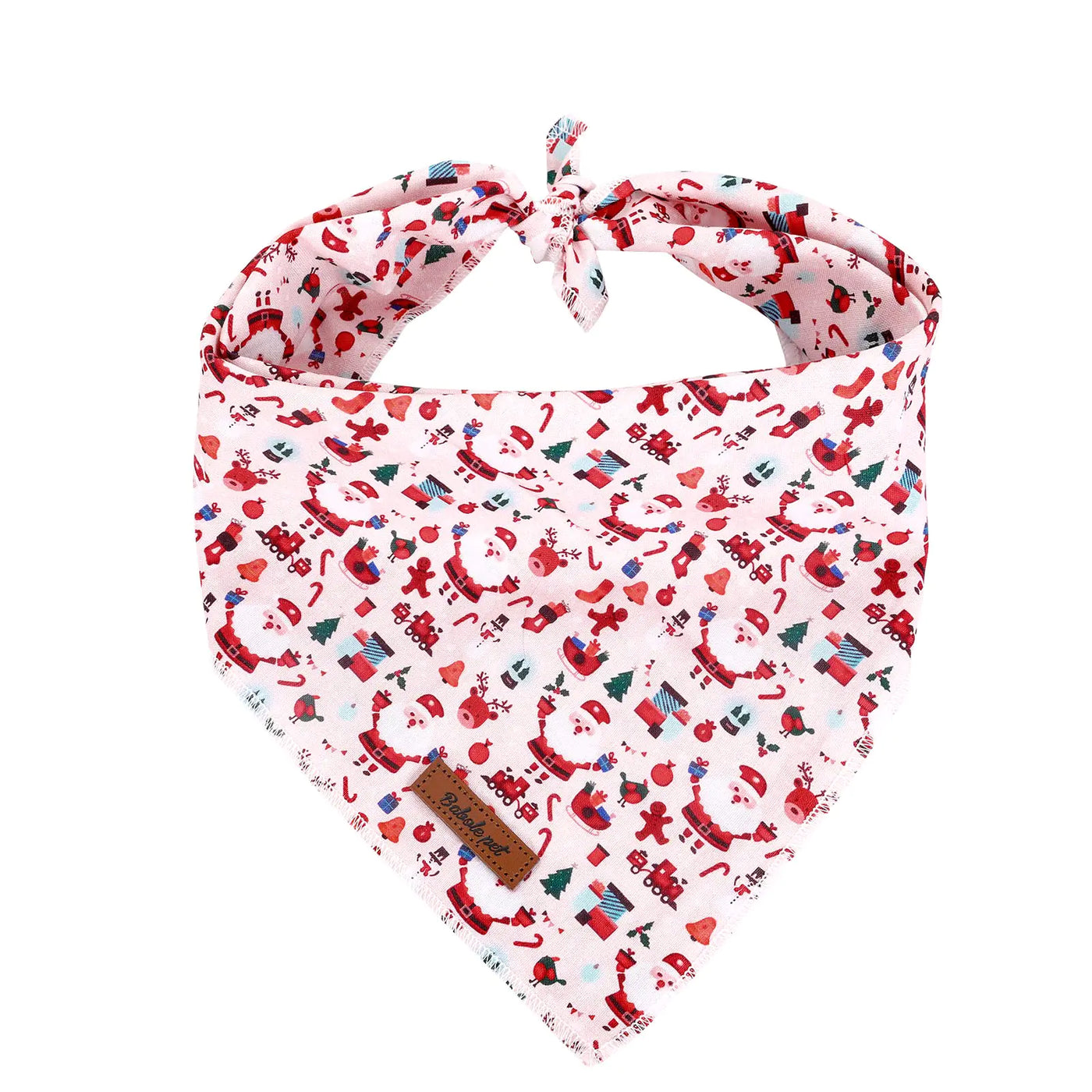 Babole Pet Christmas Dog Bandanas Boy Girl Pink Elk Santa Claus Cotton Washable Dog Scarf Adjustable Pet Bib Scarves for Small Medium Large Dogs L