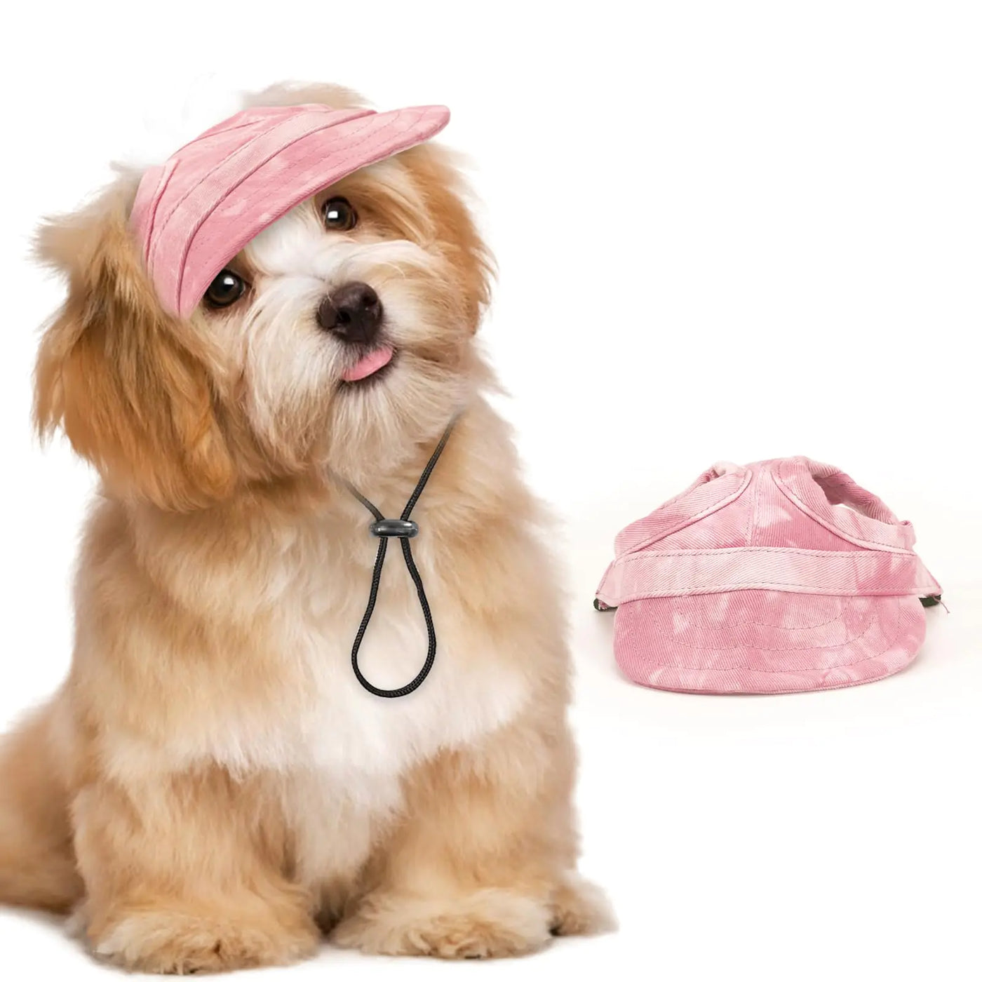 PETWIT Dog Baseball Cap Pet Hats with Ear Holes Outdoor Sun Protection Baseball Dog Caps for Small Medium Pet Sun Hat with Adjustable Neck Strap for Dogs and Cats (Rose Red Medium)