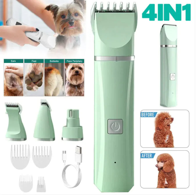 4X Professional Cordless Pet Clippers & Grooming Trimmer Kit
