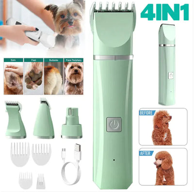 4X Professional Cordless Pet Clippers & Grooming Trimmer Kit